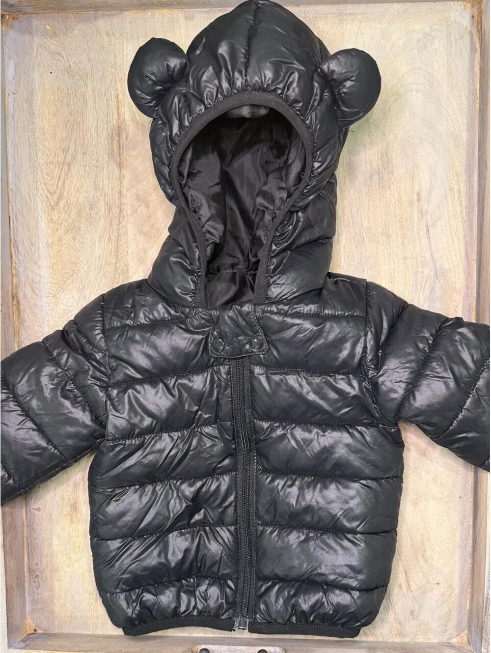 Black kids puffer jacket with bear ears
